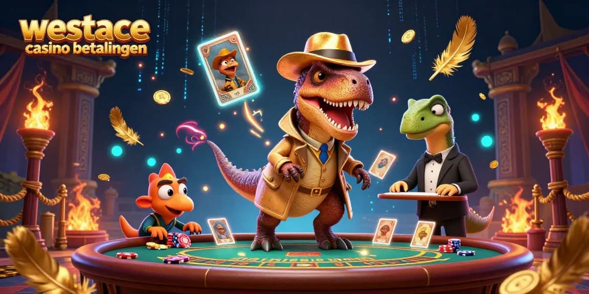 Westace casino betalingen in een kleurrijk, dramatisch 3D-illustratie met kansspel elementen.