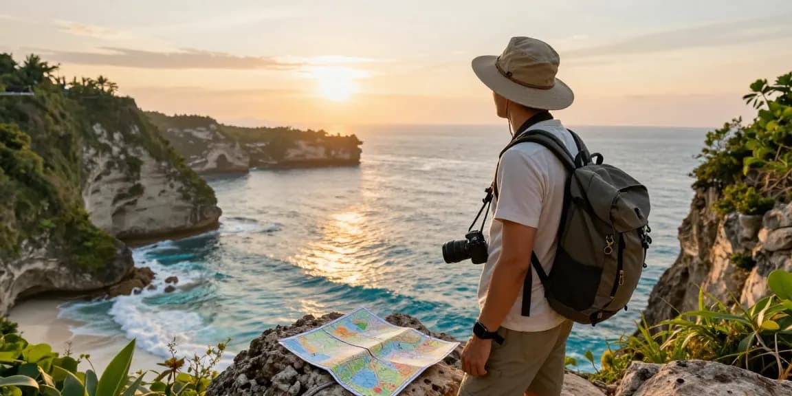 Explorateur à un sommet surplombant l'océan illustrant le lien lavowin dans un contexte de voyage inspirant.