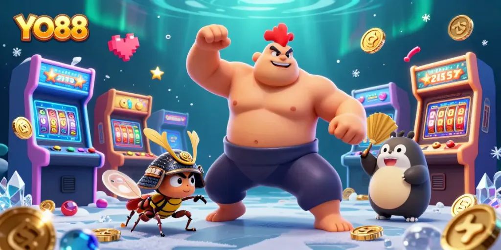 Experience thrilling gameplay in YO88 with our dynamic casino-themed illustration featuring vibrant characters.