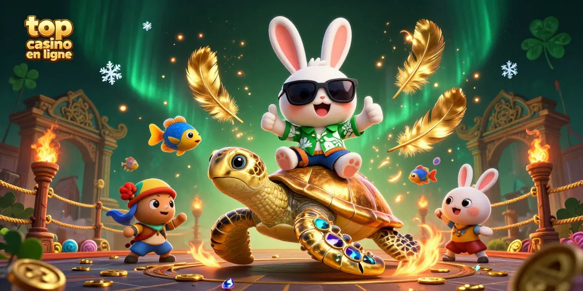 Rejoignez le top casino en ligne et pariez avec le lapin chanceux sur une tortue dorée.