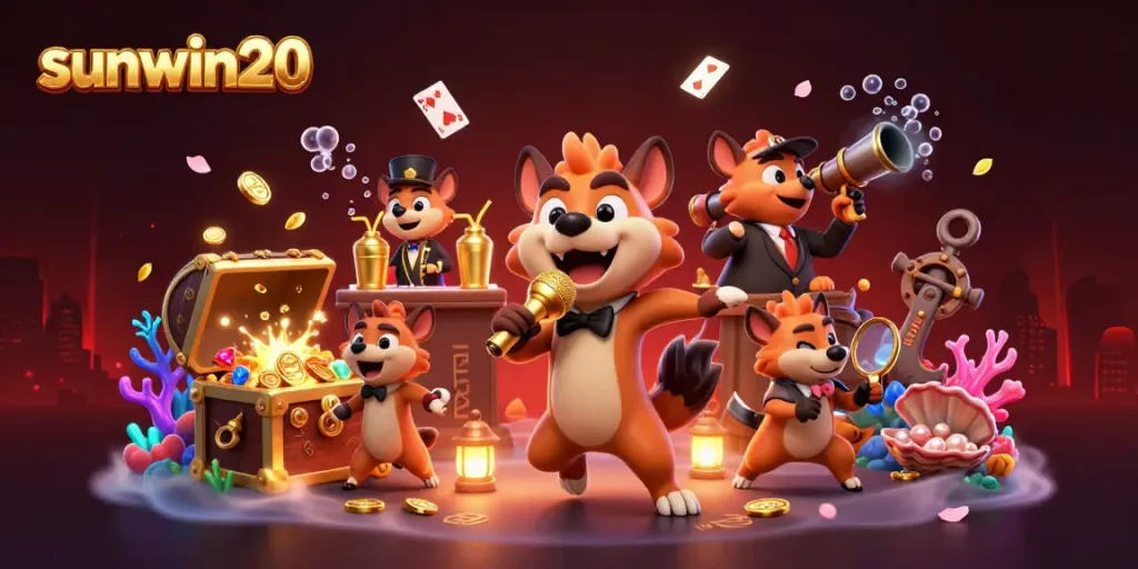 Experience the thrill of sunwin20's online casino with vibrant characters and colorful game elements.