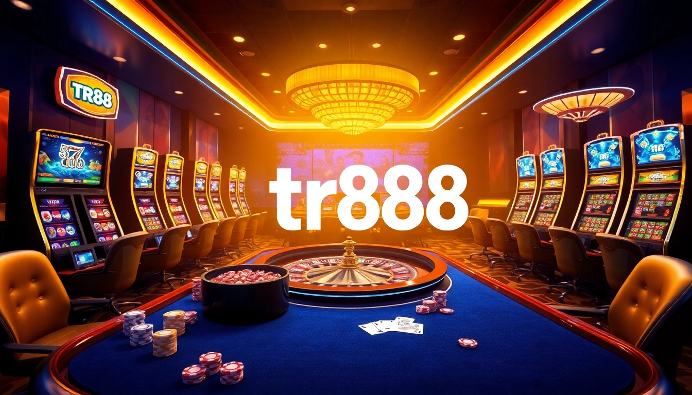 Players enjoying live casino games and slots at tr88's vibrant online gaming platform.