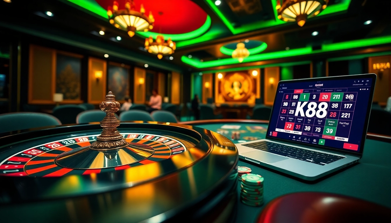 Engaging scene featuring NK88 bio online gaming interface with vibrant casino elements.