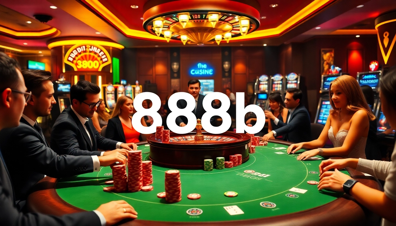 Experience the excitement of poker at 888b with vibrant chips and a professional dealer.
