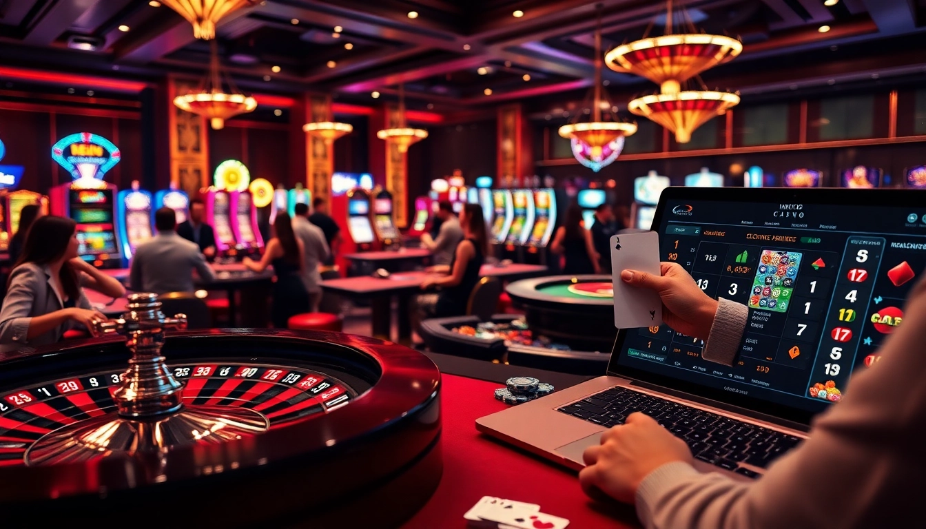 Gambling excitement at meilleur casino en ligne de france featuring roulette, poker chips, and online betting.