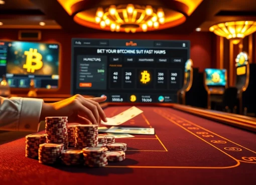 Exciting scene of Bitcoin casinos showcasing a luxurious casino table and game interface.