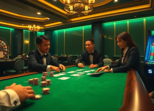 Engage with the thrilling S8 poker table in a luxurious casino setting, highlighting professional gameplay.