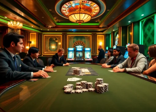 Action-packed scene at the Bk33 club poker table with intense gameplay and vibrant casino elements.