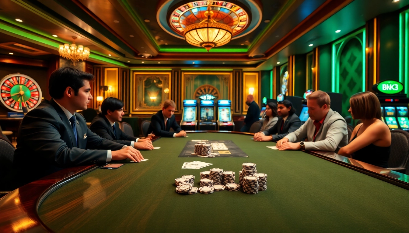 Action-packed scene at the Bk33 club poker table with intense gameplay and vibrant casino elements.