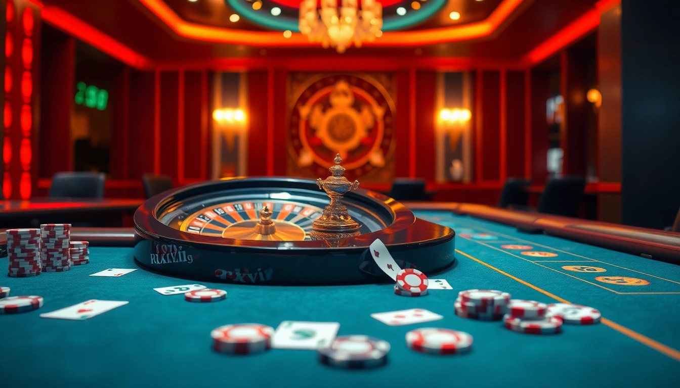 Experience the thrill of rikvip as players engage with high-stakes poker and roulette in a luxurious online casino.