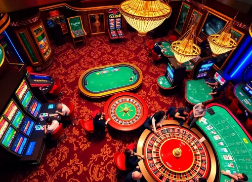 Vivez des sensations fortes dans les casinos crypto, avec des joueurs autour de tables de jeu dynamiques et de machines à sous.