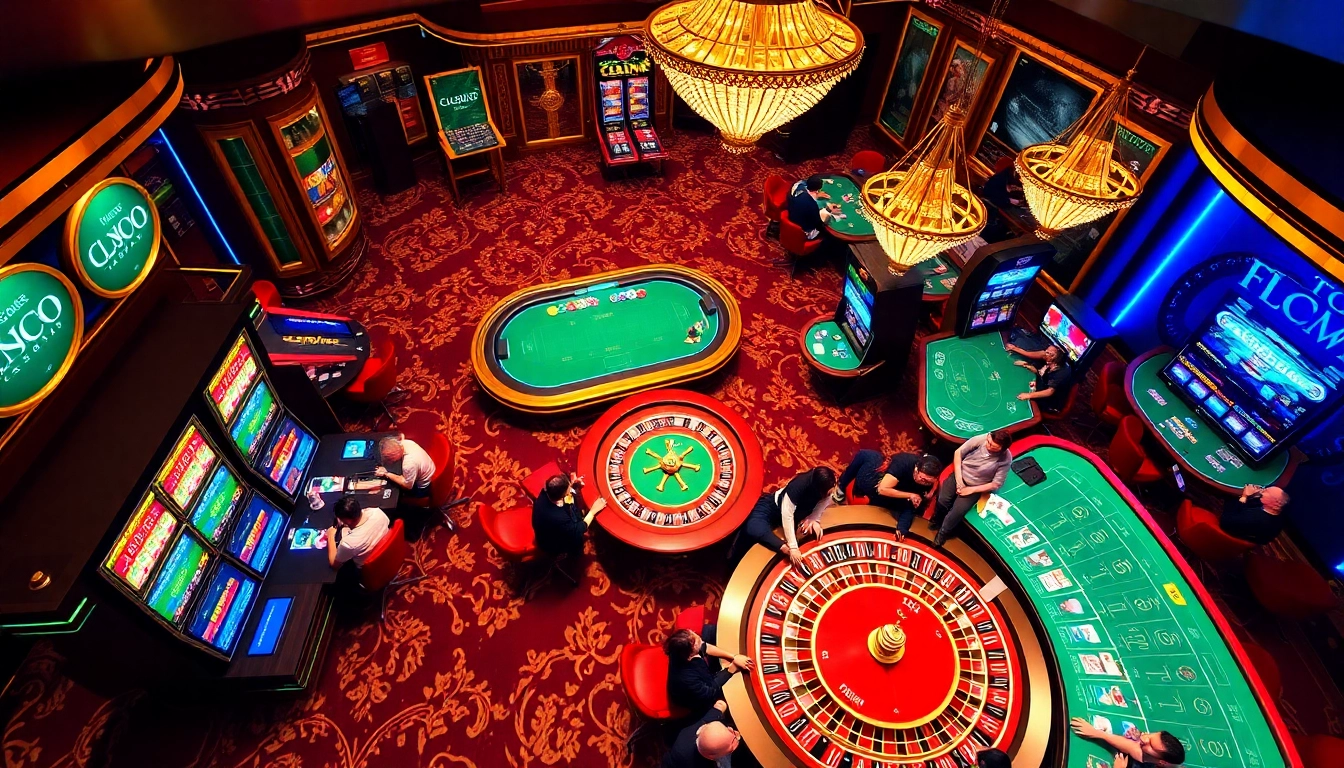 Vivez des sensations fortes dans les casinos crypto, avec des joueurs autour de tables de jeu dynamiques et de machines à sous.