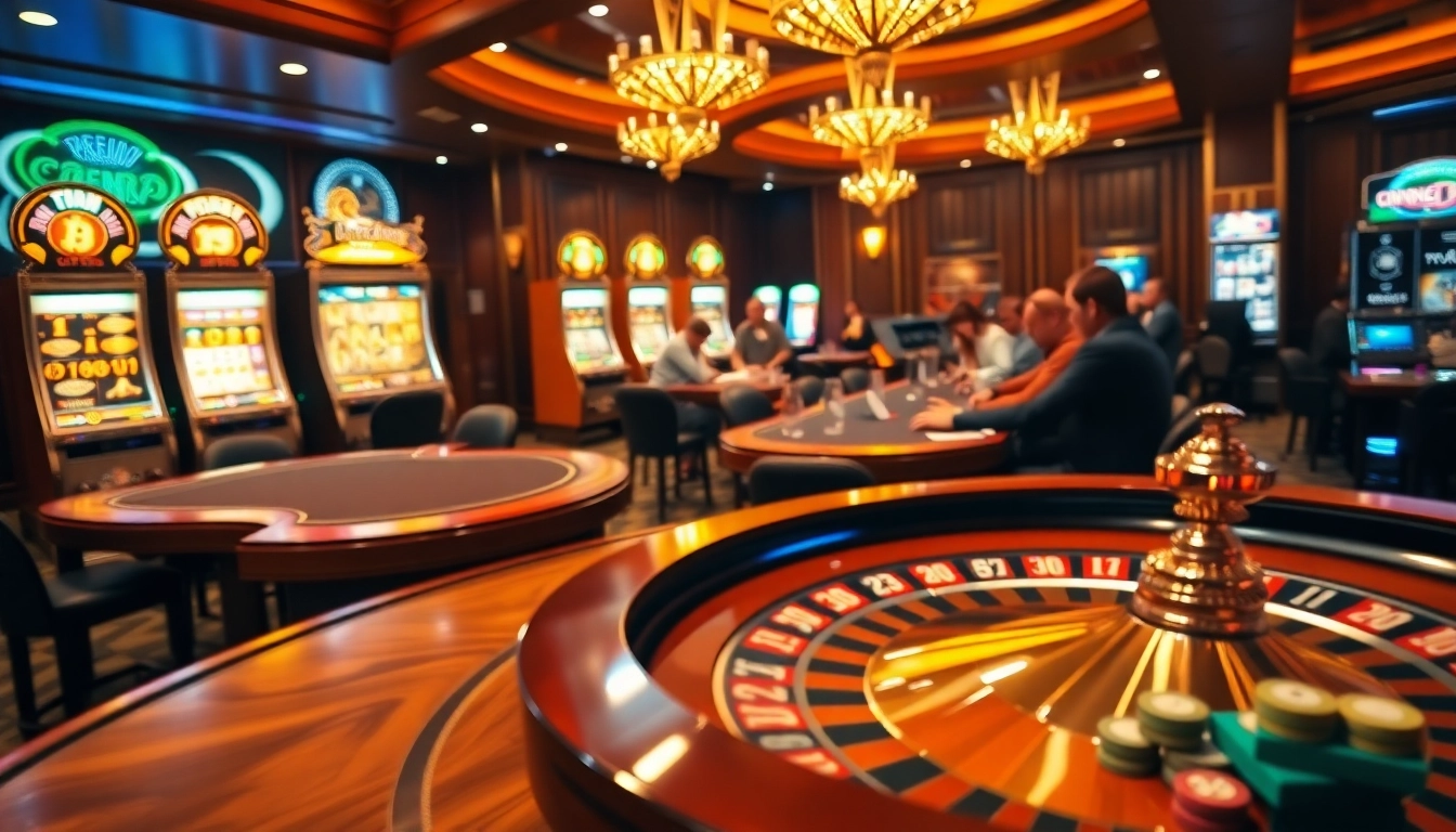 Players immersed in thrilling games at crypto casinos, showcasing luxury and excitement.
