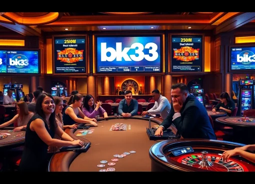 Players enjoying diverse games at Bk33 club's vibrant casino, capturing the excitement of gambling.