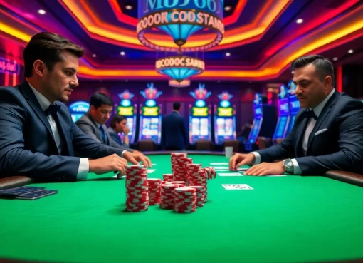 Experience high-stakes poker action at MB66 with professional players and vibrant casino atmosphere.
