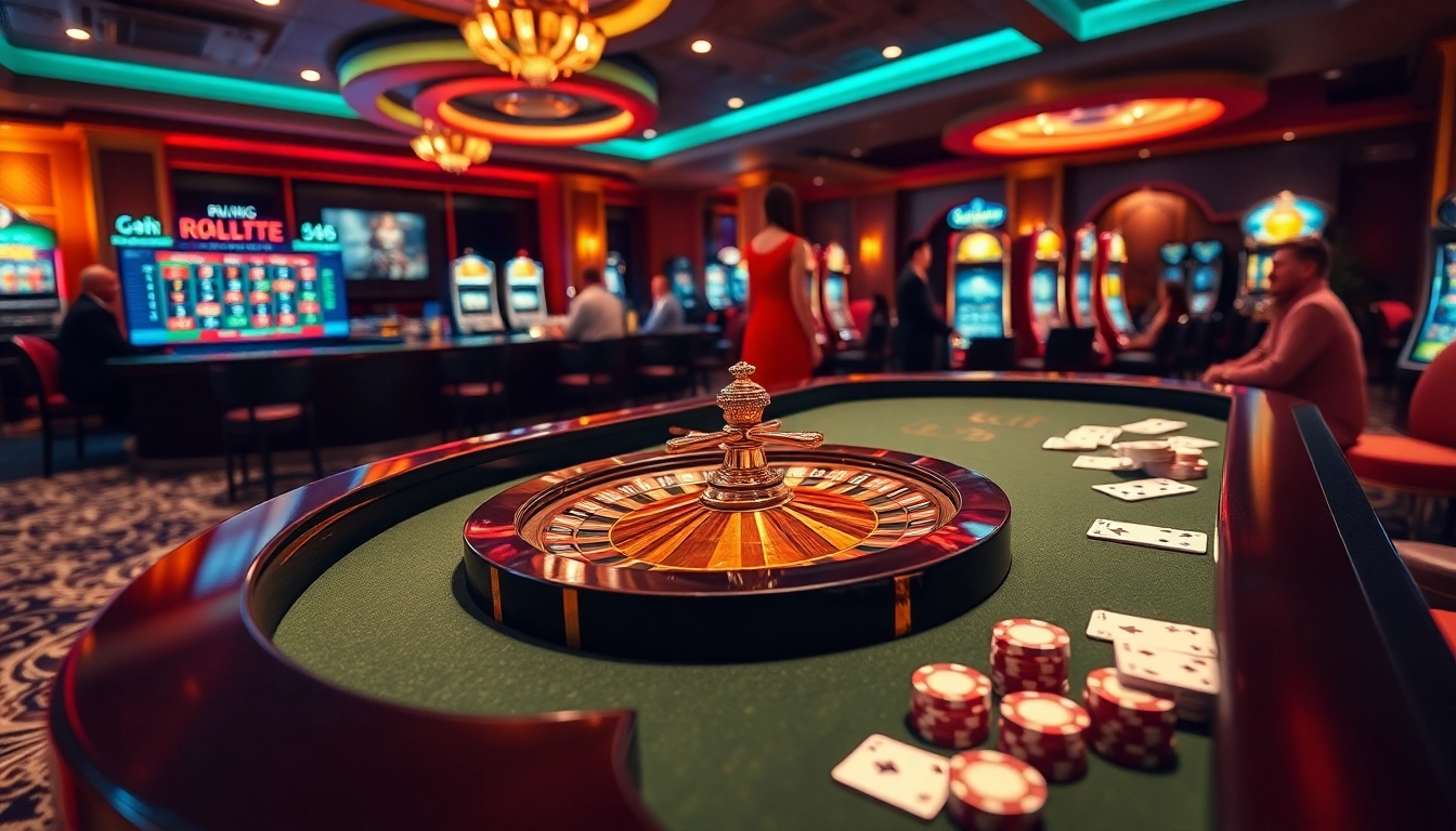 Experience thrilling gaming action at https://du88.miami/ with players celebrating at a vibrant roulette table.