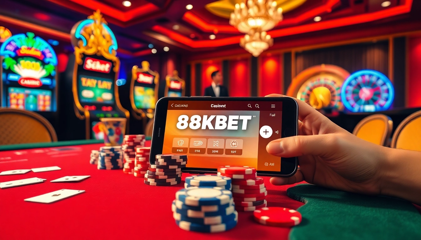 Experience the vibrant world of online gambling at 8kbet.hair with an engaging casino table scene.