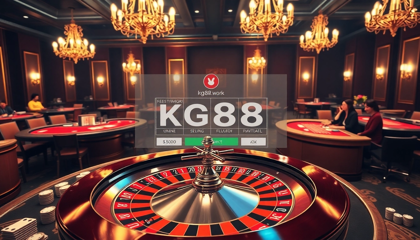 Capture the excitement of roulette and poker at https://kg88.work/, showcasing a high-stakes casino atmosphere.