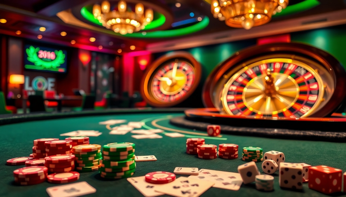 Kèo bóng đá analysis in a vibrant casino with poker tables and roulette wheels.