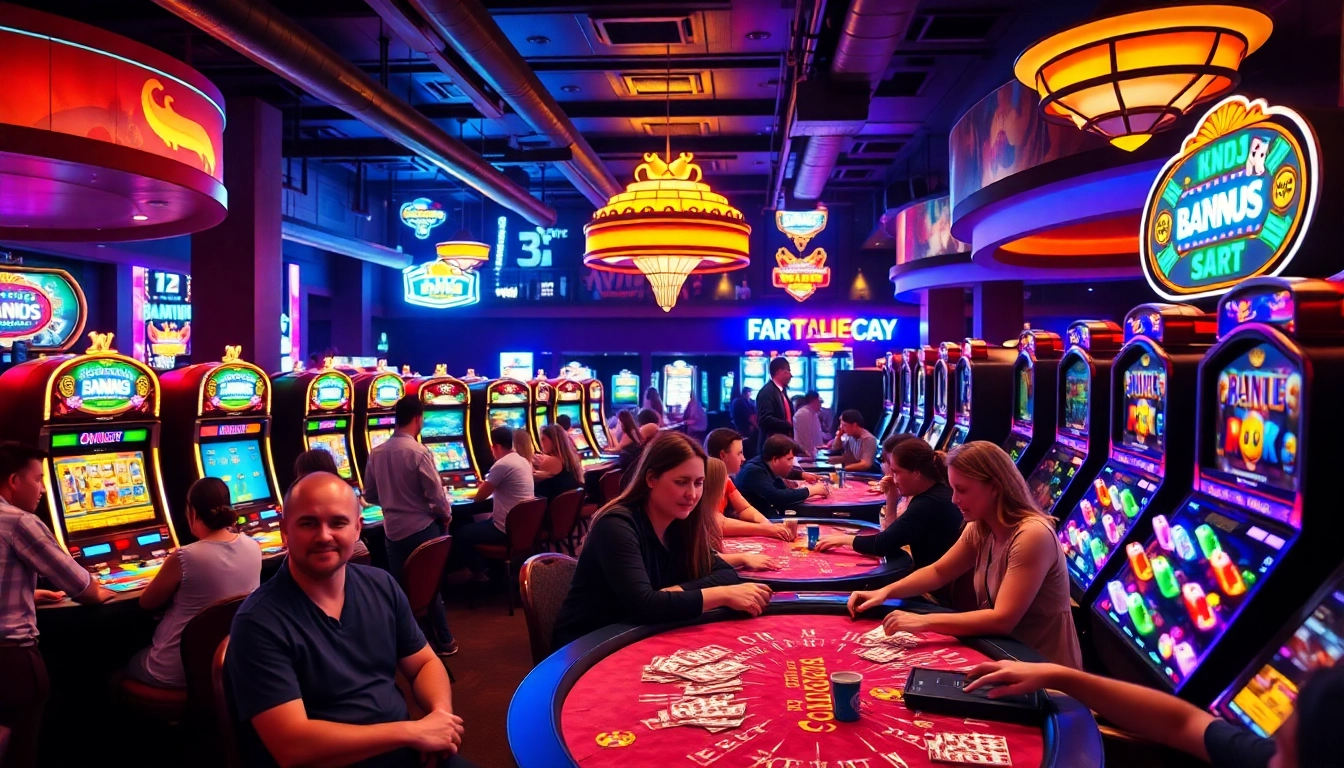 Vibrant gaming environment in casino en ligne france with players engaged and vibrant lights.