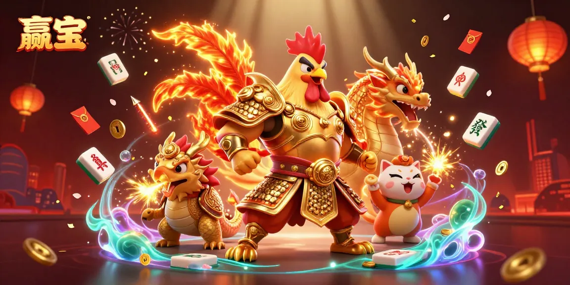 Experience thrilling moments with 赢宝 as a majestic warrior and dragon celebrate together in a vibrant casino setting.