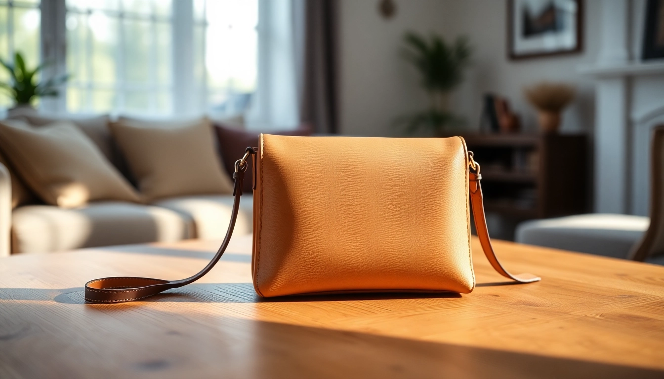 Admire the élégante pochette bandoulière displayed beautifully against a minimalist backdrop. related image