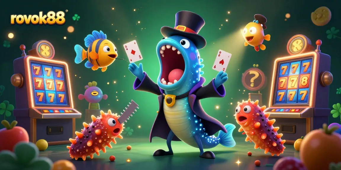 Engage with rokok88's exciting casino scene featuring vibrant slot machines and colorful characters.