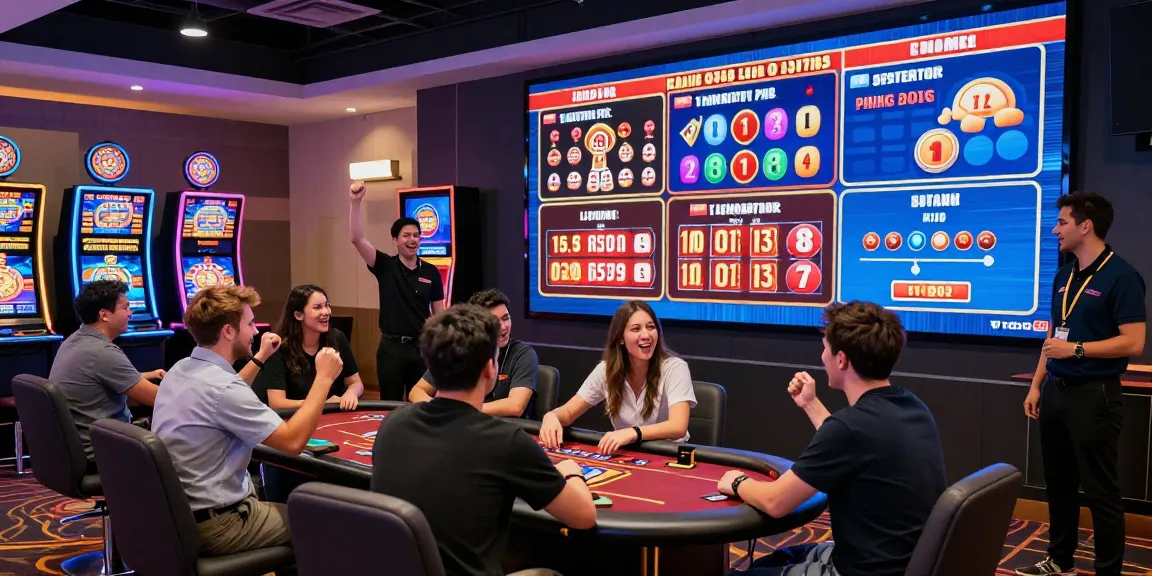 Casino en ligne avec des joueurs enthousiastes autour de jeux variés, ambiance festive et dynamique.