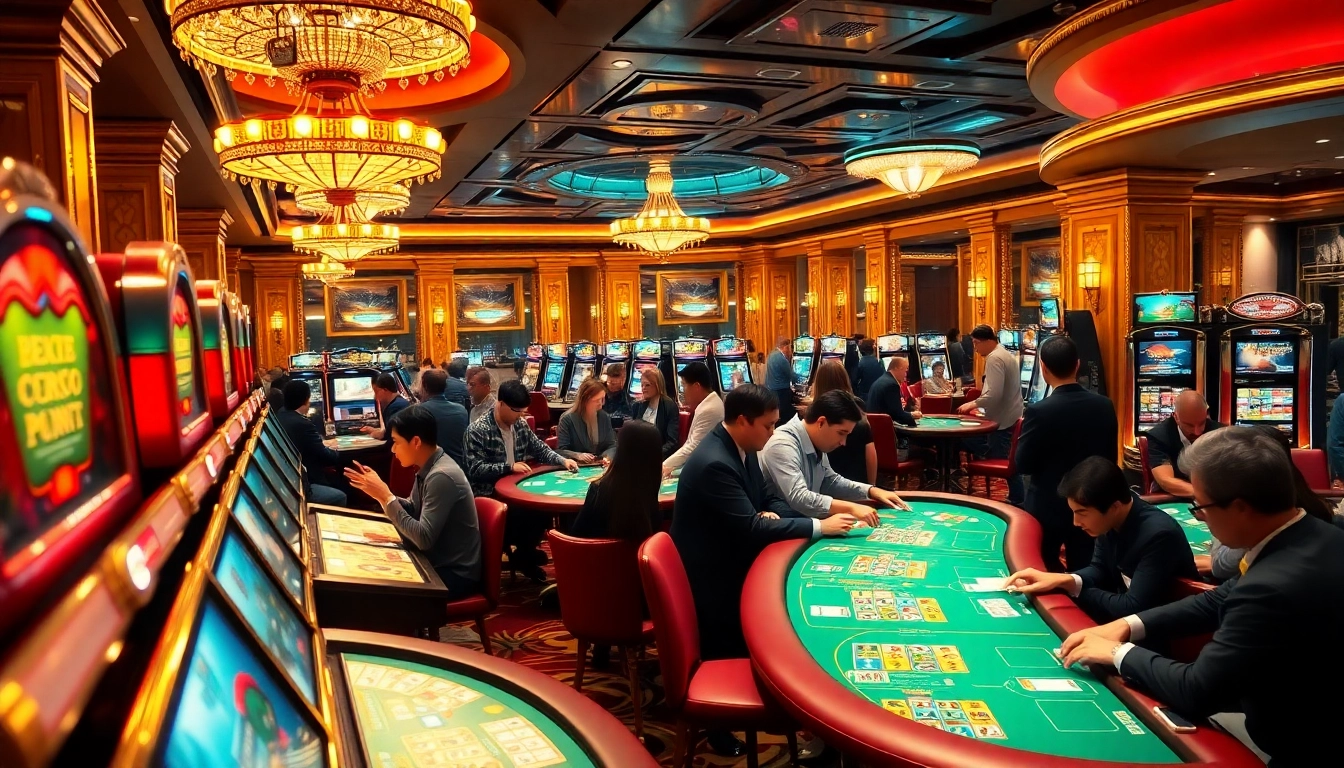 Les joueurs profitent de l'adrénaline du casino en ligne dans un cadre luxueux.