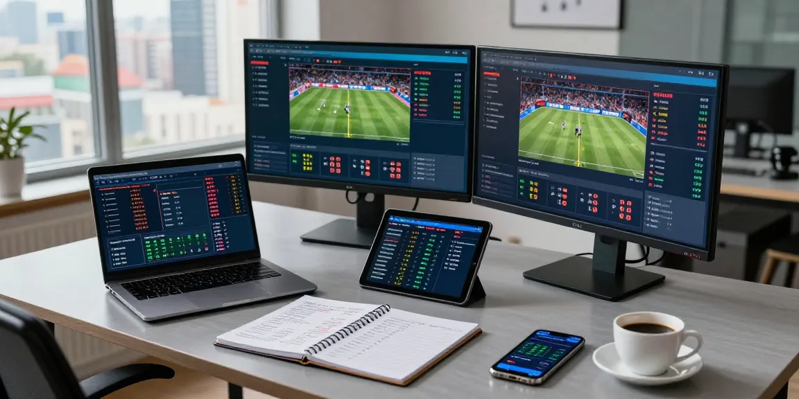 Professionnel analysant les cotes sur bookmaker sans limite de mise dans un bureau moderne.