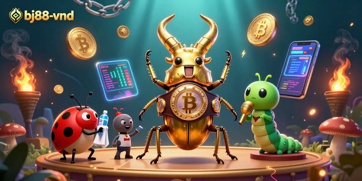 Experience thrilling gameplay with bj88-vnd featuring a fierce giant golden stag beetle in a dynamic casino scene.