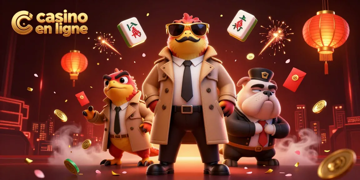 Illustration captivante d'une scène de casino en ligne avec des raptors en trench coat