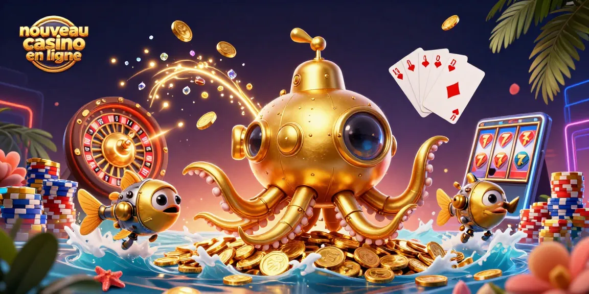 Jouez sur un nouveau casino en ligne avec cette illustration dynamique de machines à sous et de cartes.